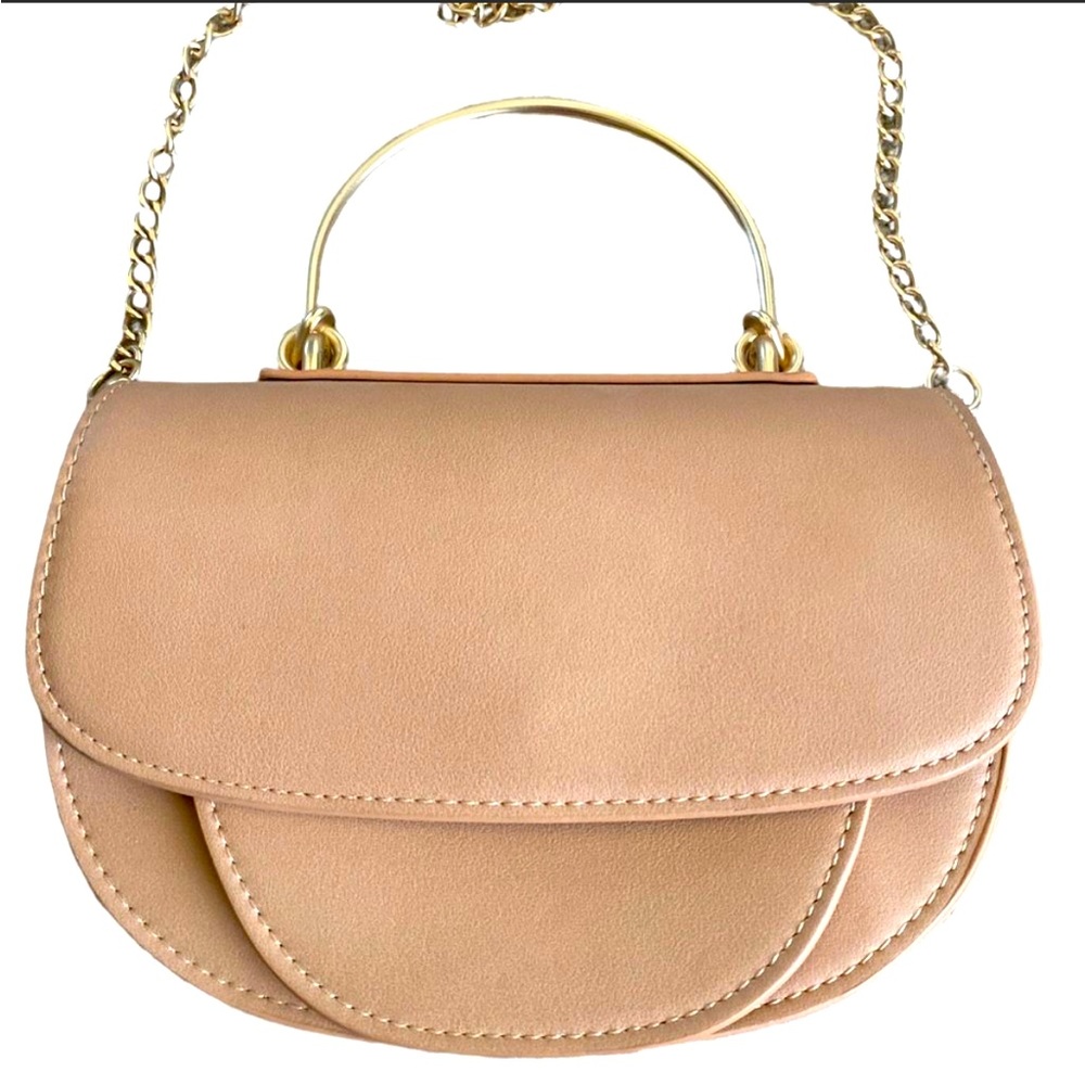 Melie Bianco Tan Crossbody Bag with Gold Chain